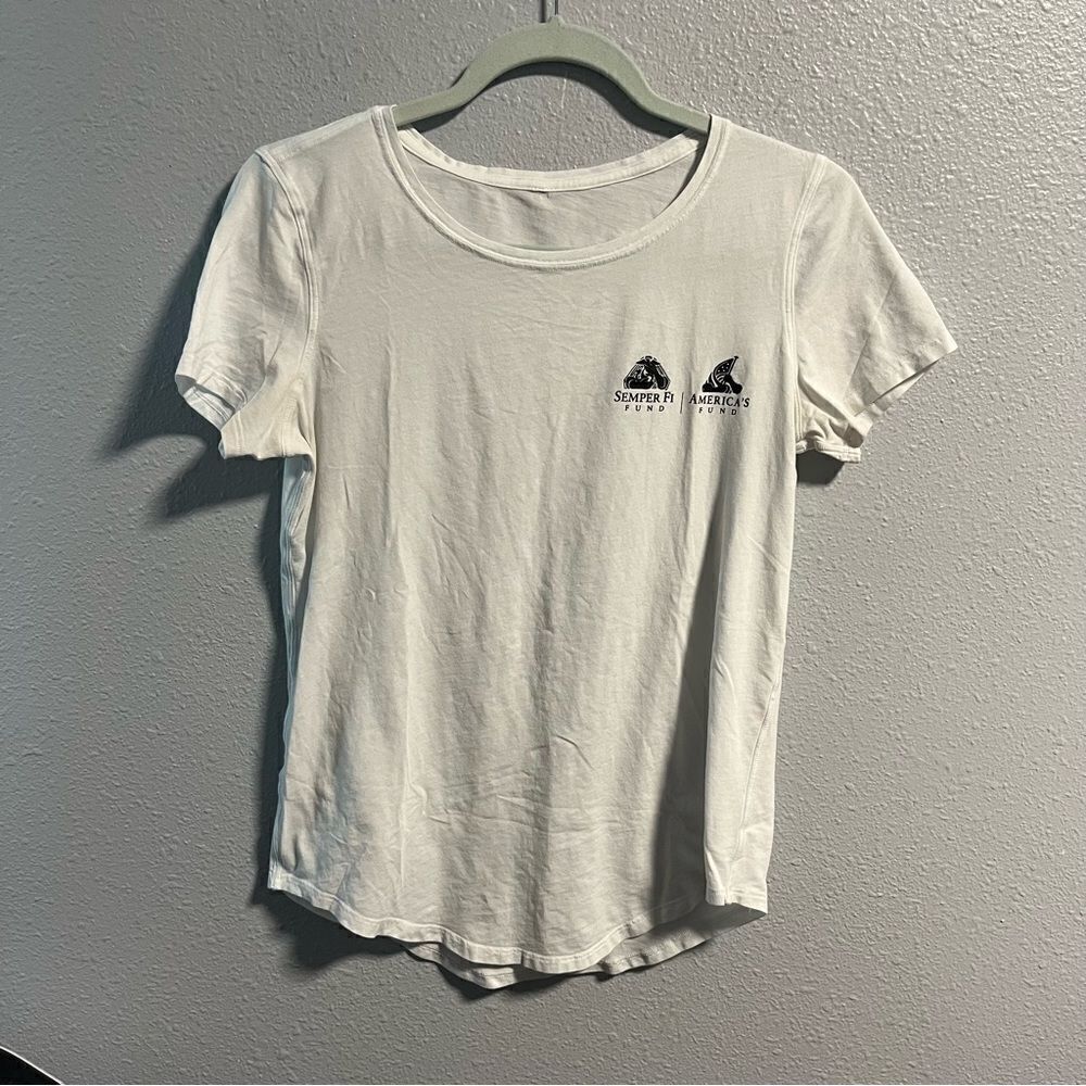 Lululemon White Love Tee Semper Fi Fund Logo